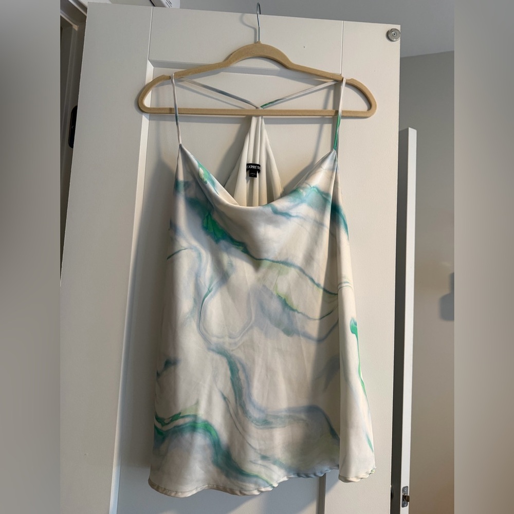 Express White and Green Swirl Camisole